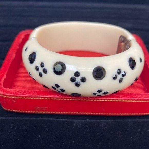 VTG WEISS Rhinestone Thermoset Hinged BRACELET - Picture 2 of 9